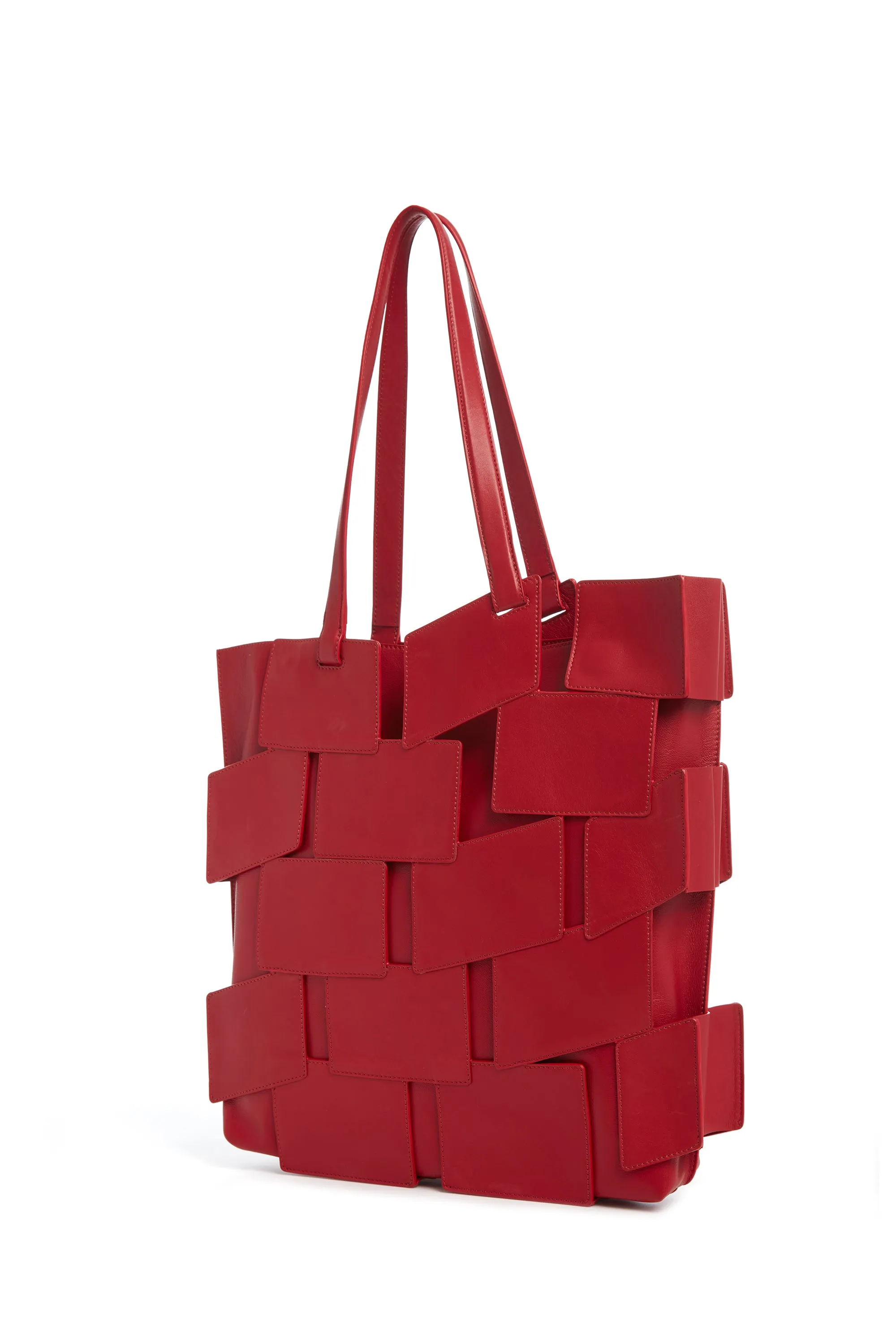 Laquered Tote Bag in Red Topaz Leather