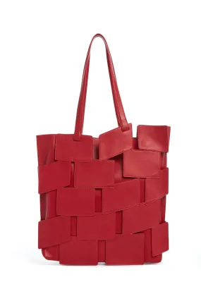 Laquered Tote Bag in Red Topaz Leather