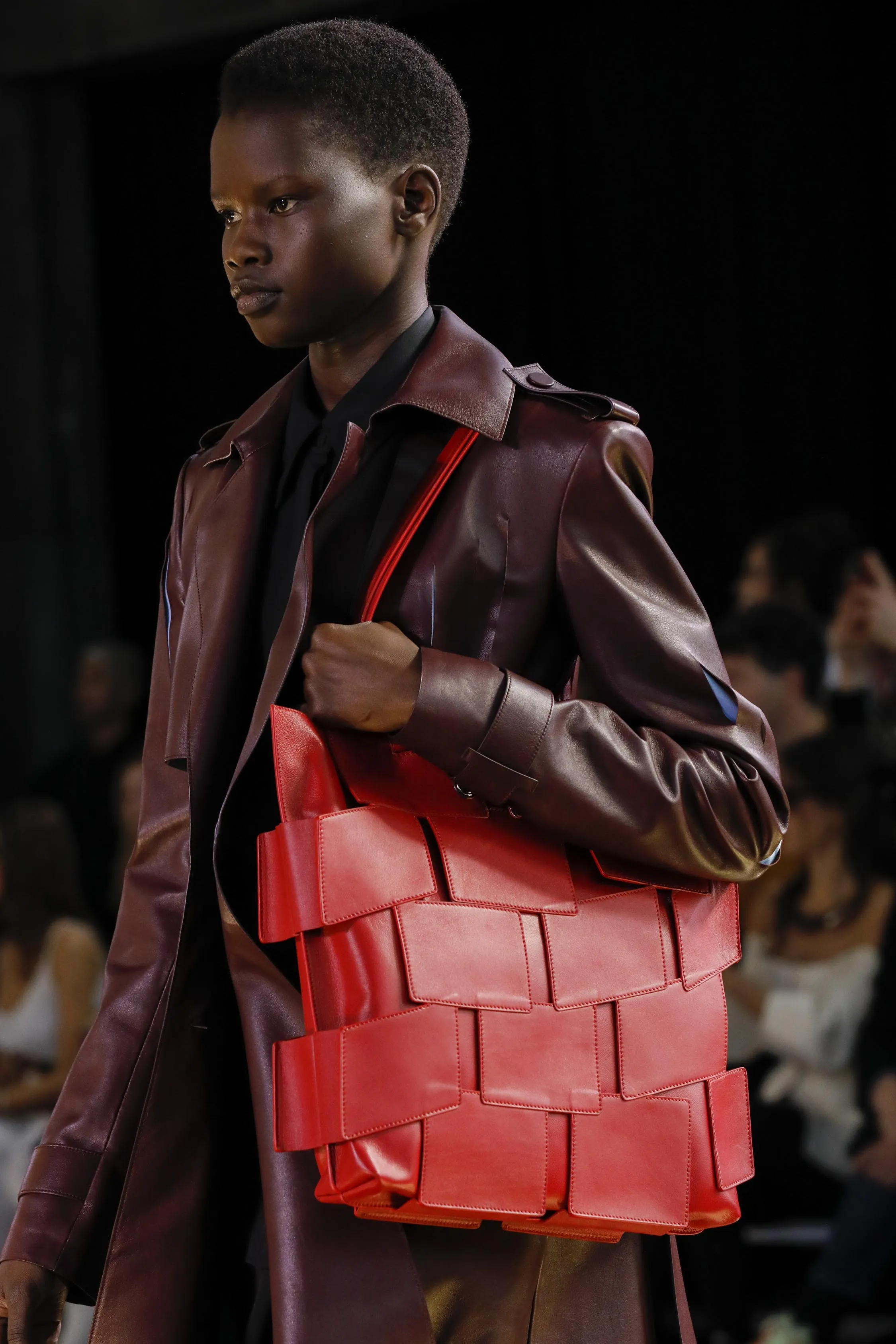 Laquered Tote Bag in Red Topaz Leather