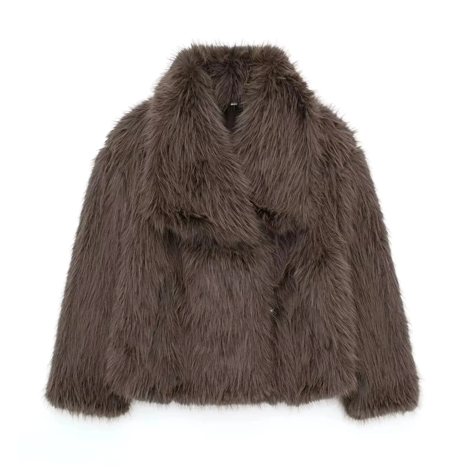 Laurel Shaggy Big Lapel Faux Fur Jacket