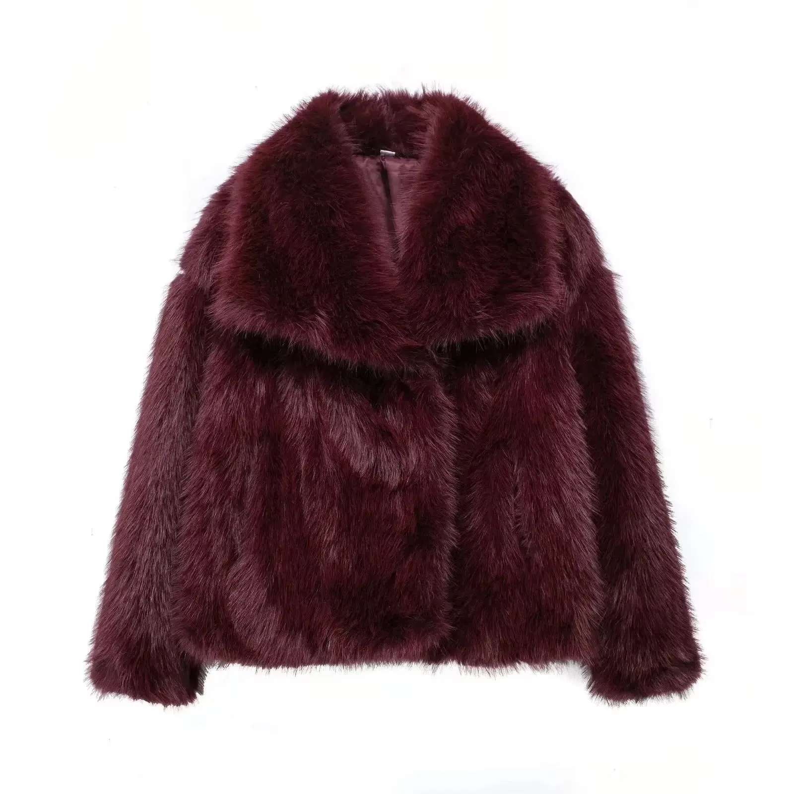 Laurel Shaggy Big Lapel Faux Fur Jacket