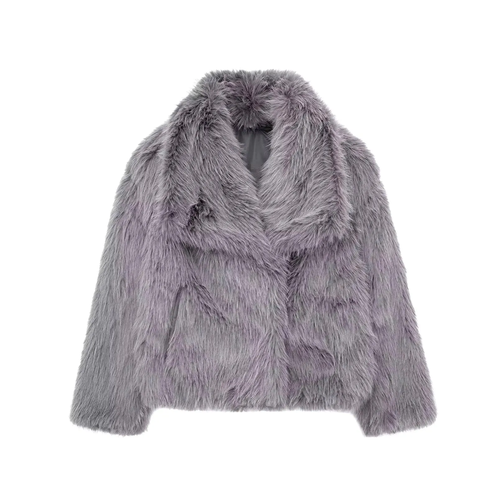 Laurel Shaggy Big Lapel Faux Fur Jacket