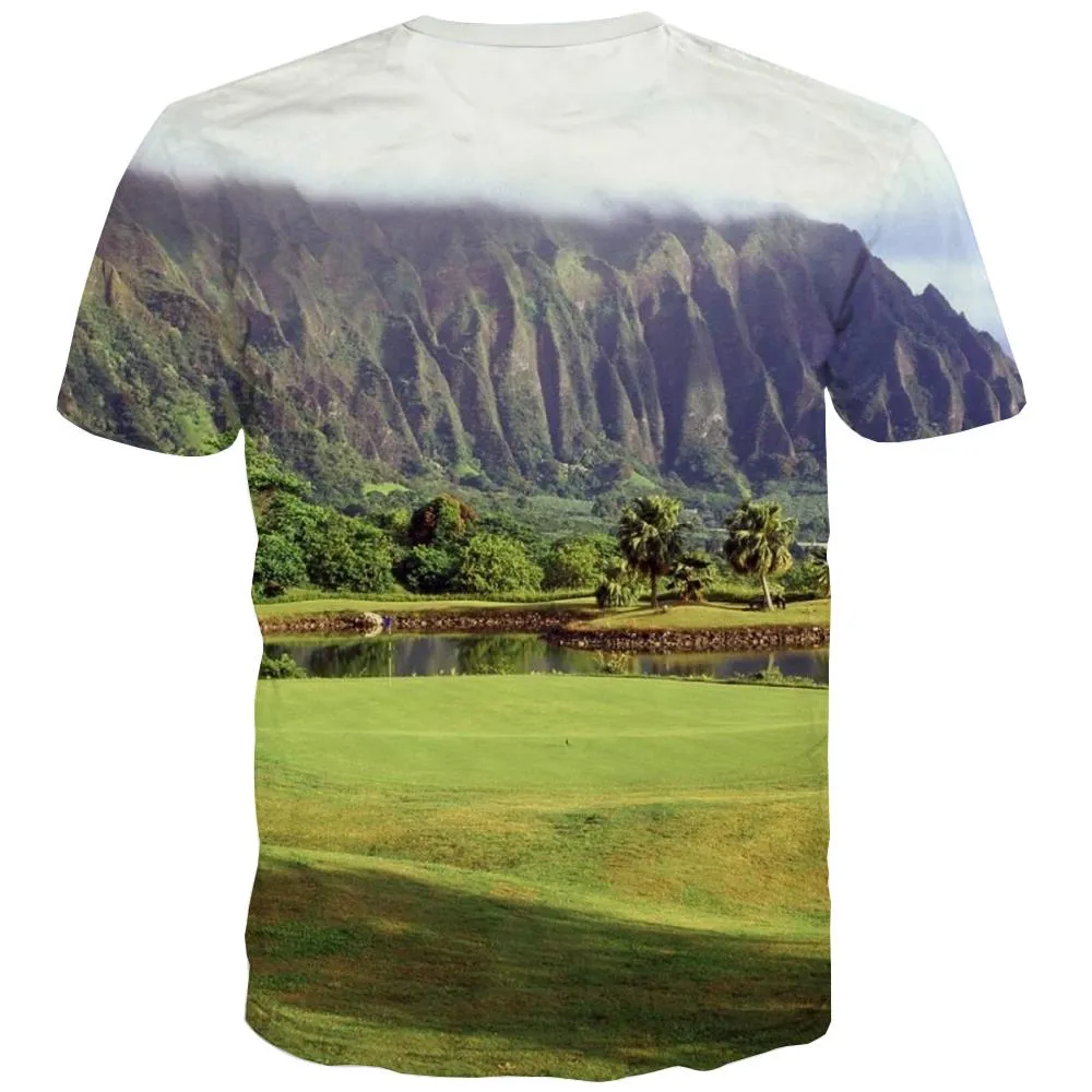 Lawn T-shirt Men Golf Tshirt Printed Forest Shirt Print Natural Tshirts Casual Game Tshirts Novelty