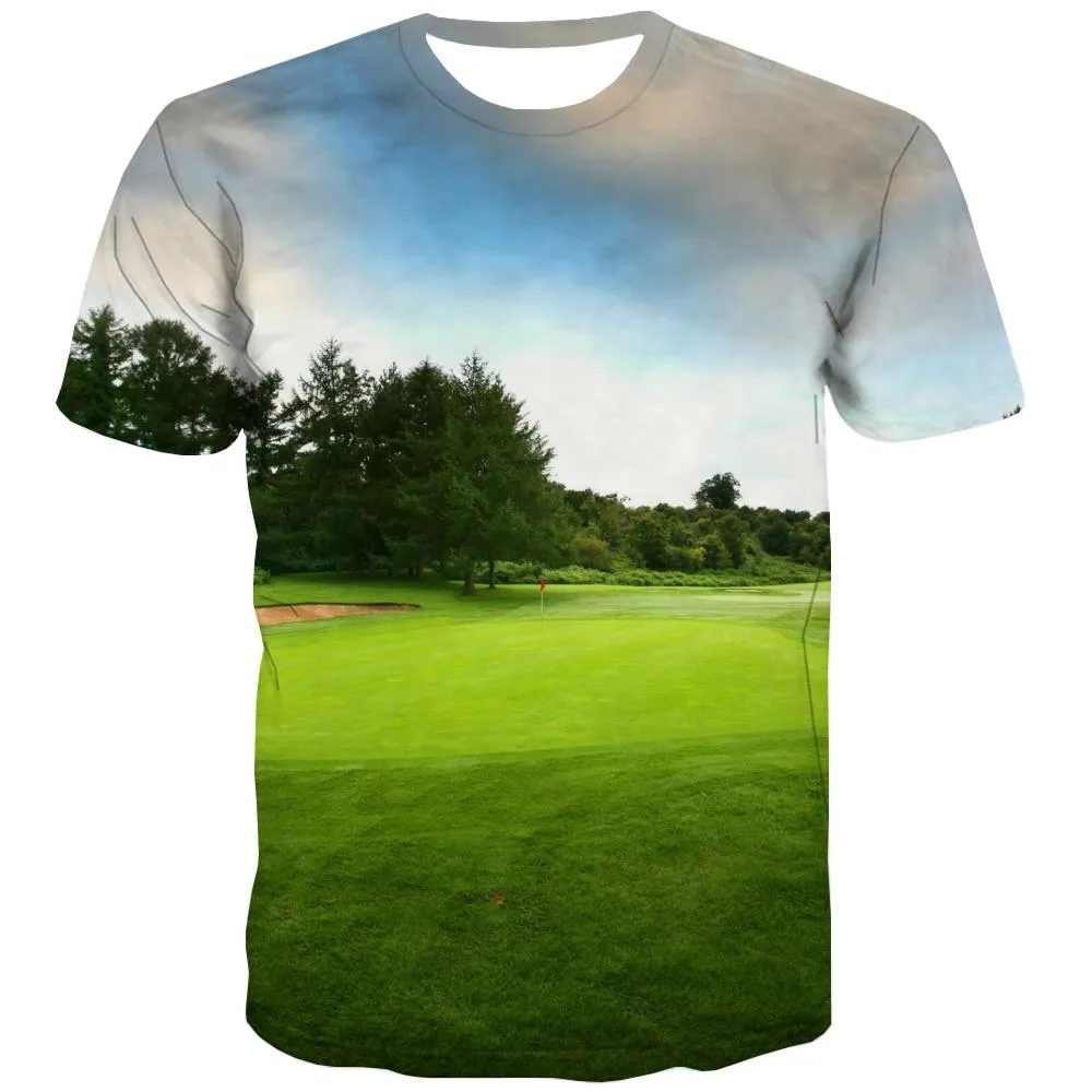 Lawn T shirts Men Golf Tshirts Novelty Forest T shirts Funny Natural Tshirt Printed Game Tshirts Cool