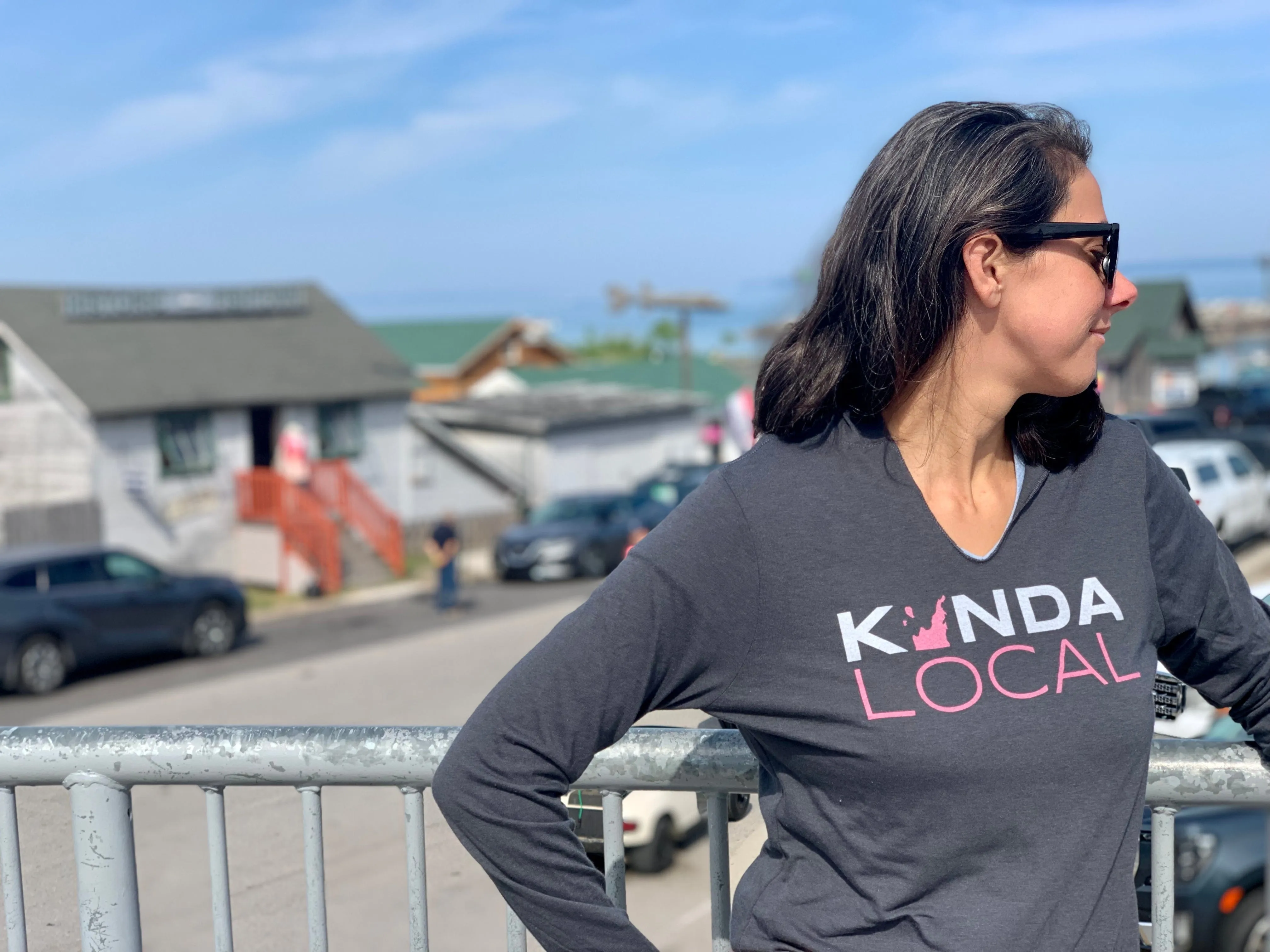 Leelanau Peninsula "Kinda Local" Women's V-neck Light Hoodie