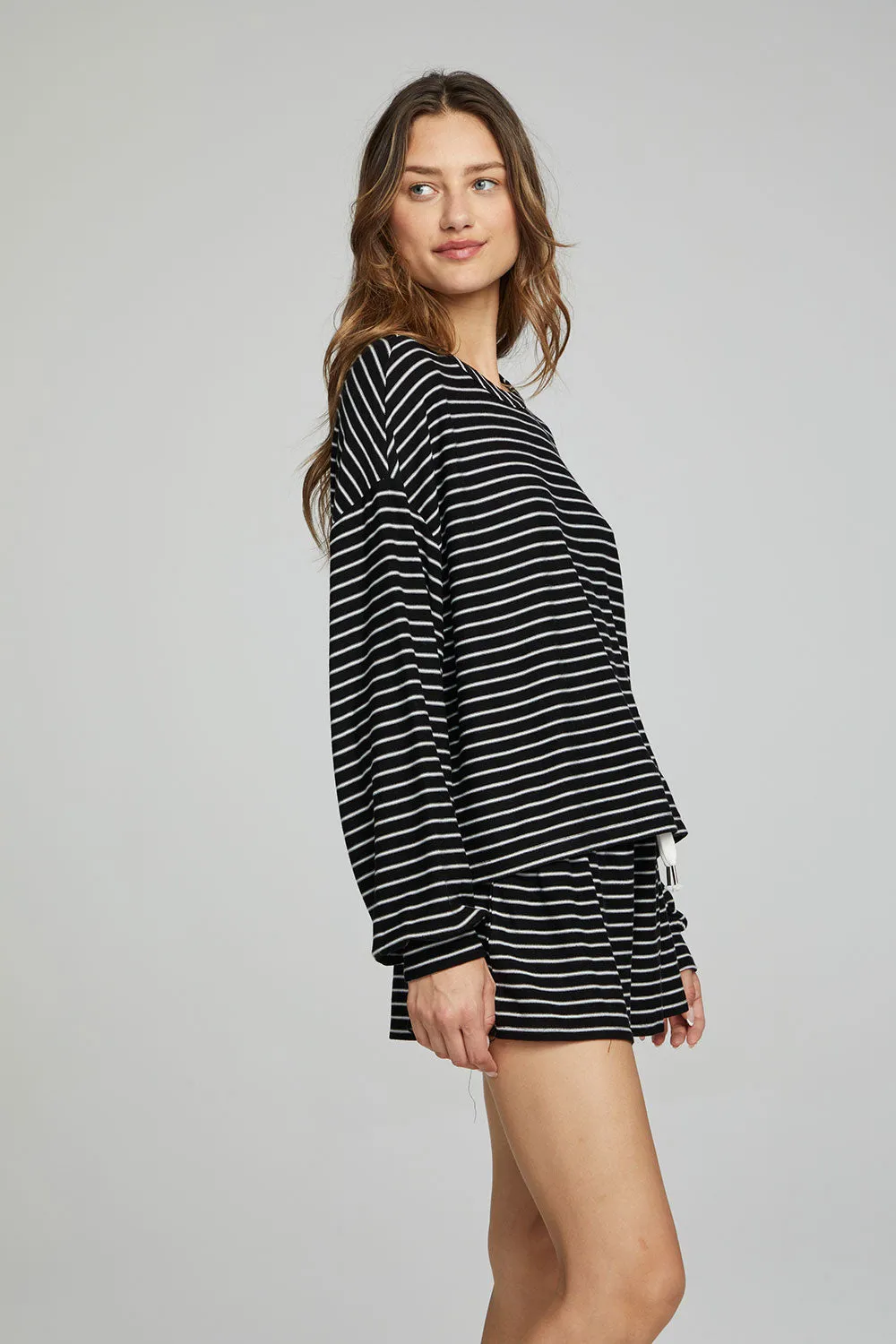 Lesh Long Sleeve - Black and White Stripe