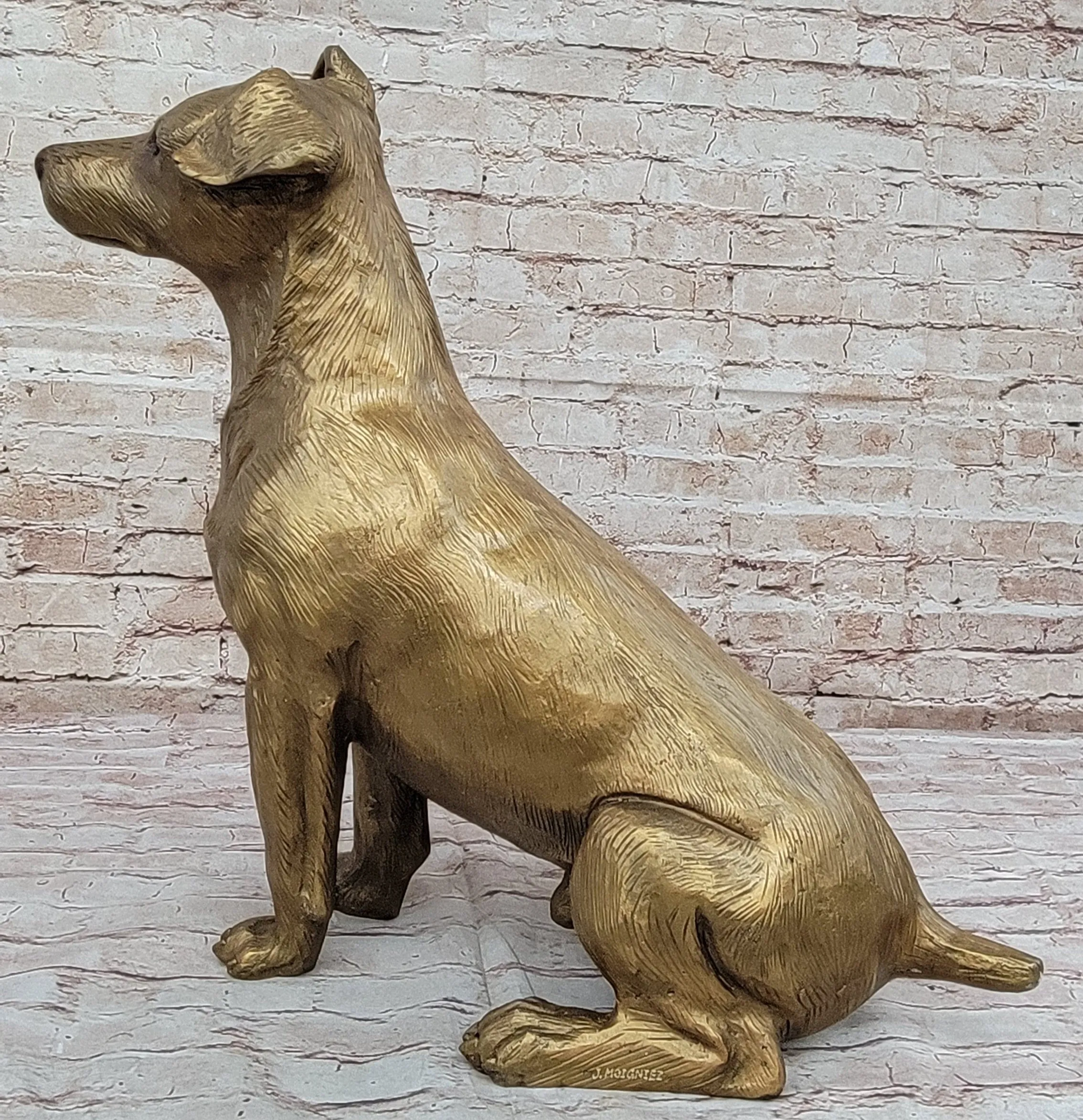 Life Size Jack Russell Terrier Dog Bronze Sculpture Statue Figure 19" x 25"