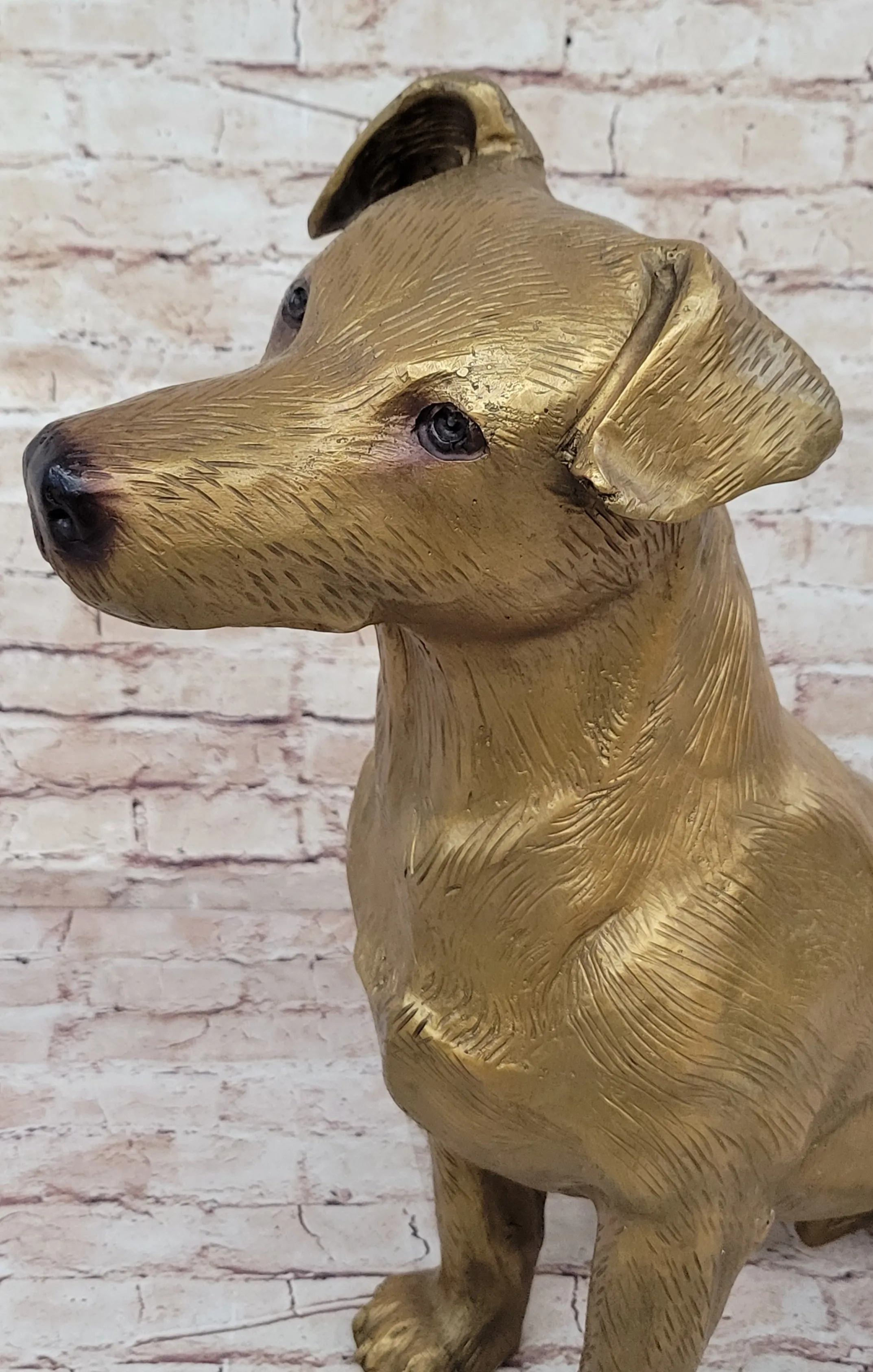 Life Size Jack Russell Terrier Dog Bronze Sculpture Statue Figure 19" x 25"