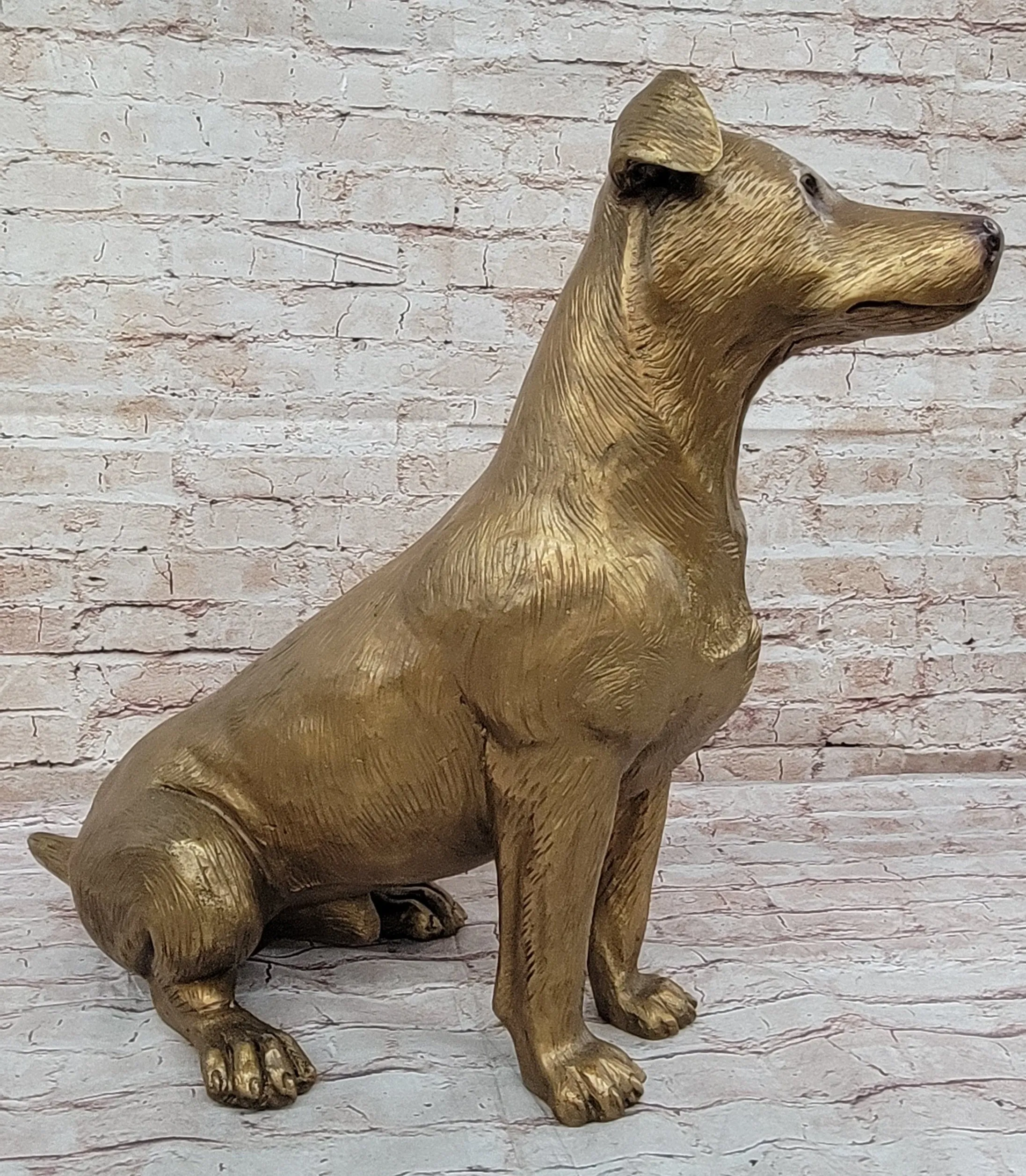 Life Size Jack Russell Terrier Dog Bronze Sculpture Statue Figure 19" x 25"