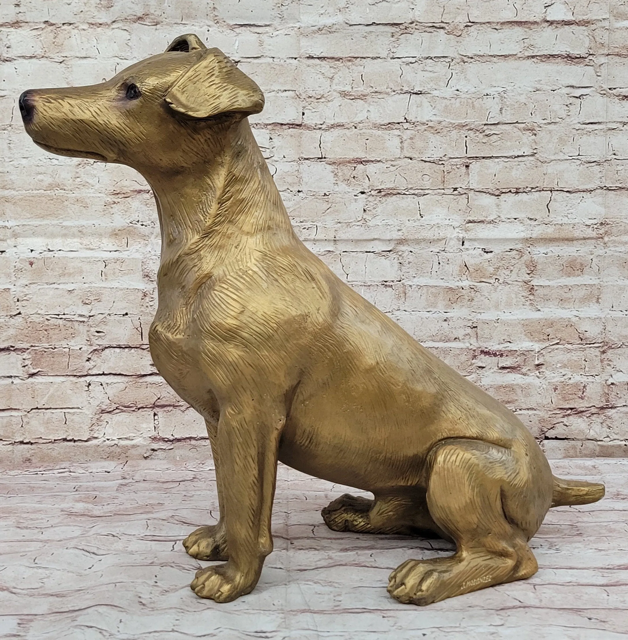 Life Size Jack Russell Terrier Dog Bronze Sculpture Statue Figure 19" x 25"