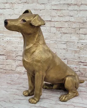 Life Size Jack Russell Terrier Dog Bronze Sculpture Statue Figure 19" x 25"