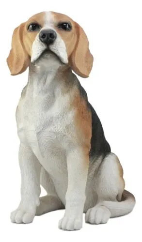 Lifelike Realistic Classic Tri Colored Beagle Dog Statue 14.5"H Pedigree Breed