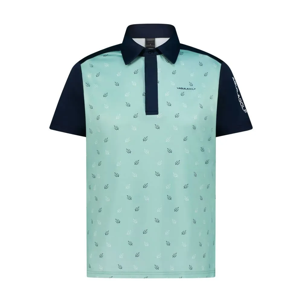 Light Aqua Printed Men’s Golf Polo