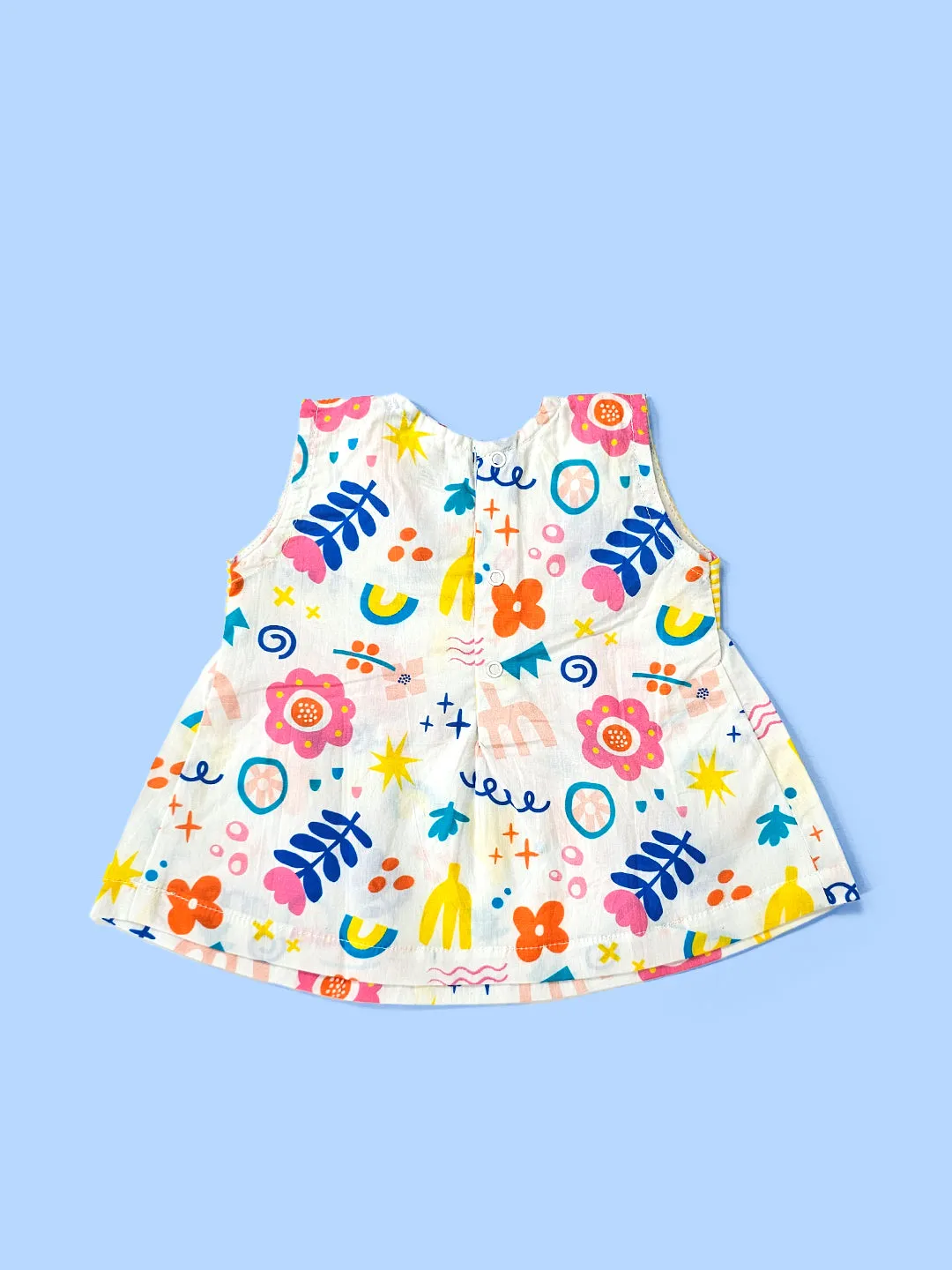 Lil Picasso - Organic Cotton Printed Baby Girl Yellow Bow Dress