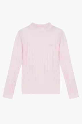 Lili Gaufrette Mock Neck Girls Shirt - Pink