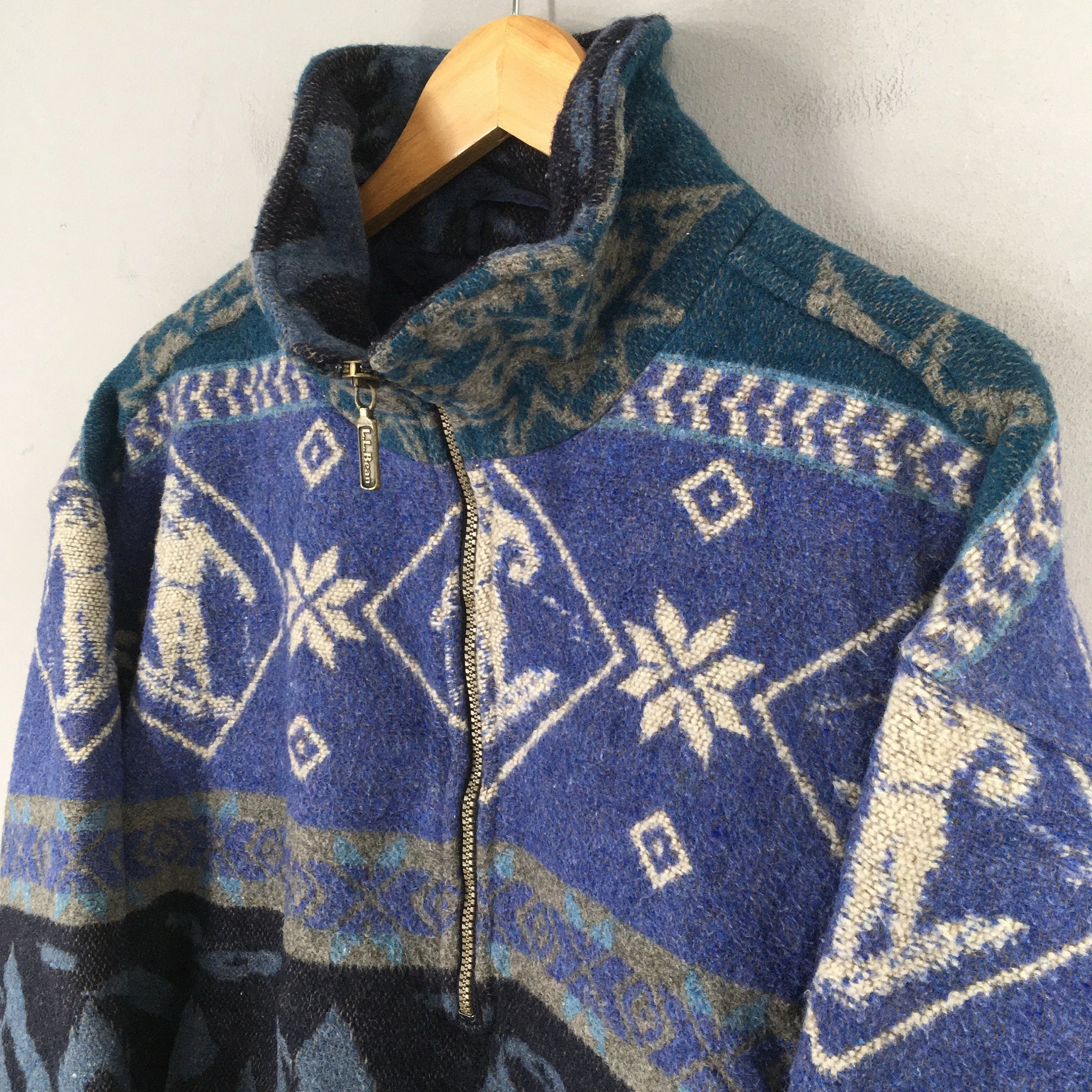 LL Bean Usa Aztec Navajo Wool Sweater Medium