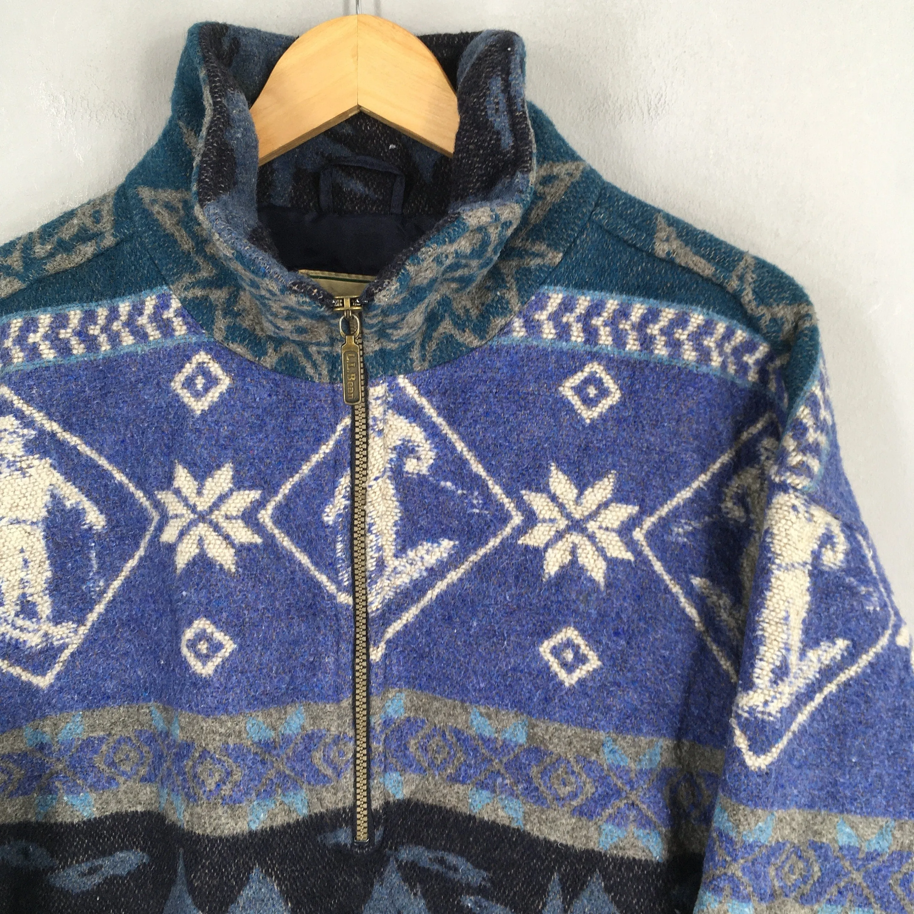 LL Bean Usa Aztec Navajo Wool Sweater Medium