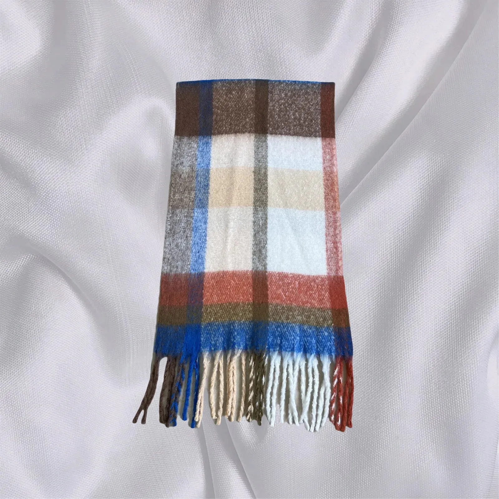 Long Shawl Thickened Warm Scarf Women Fashion Elegant Minimalist Plaid Scarf