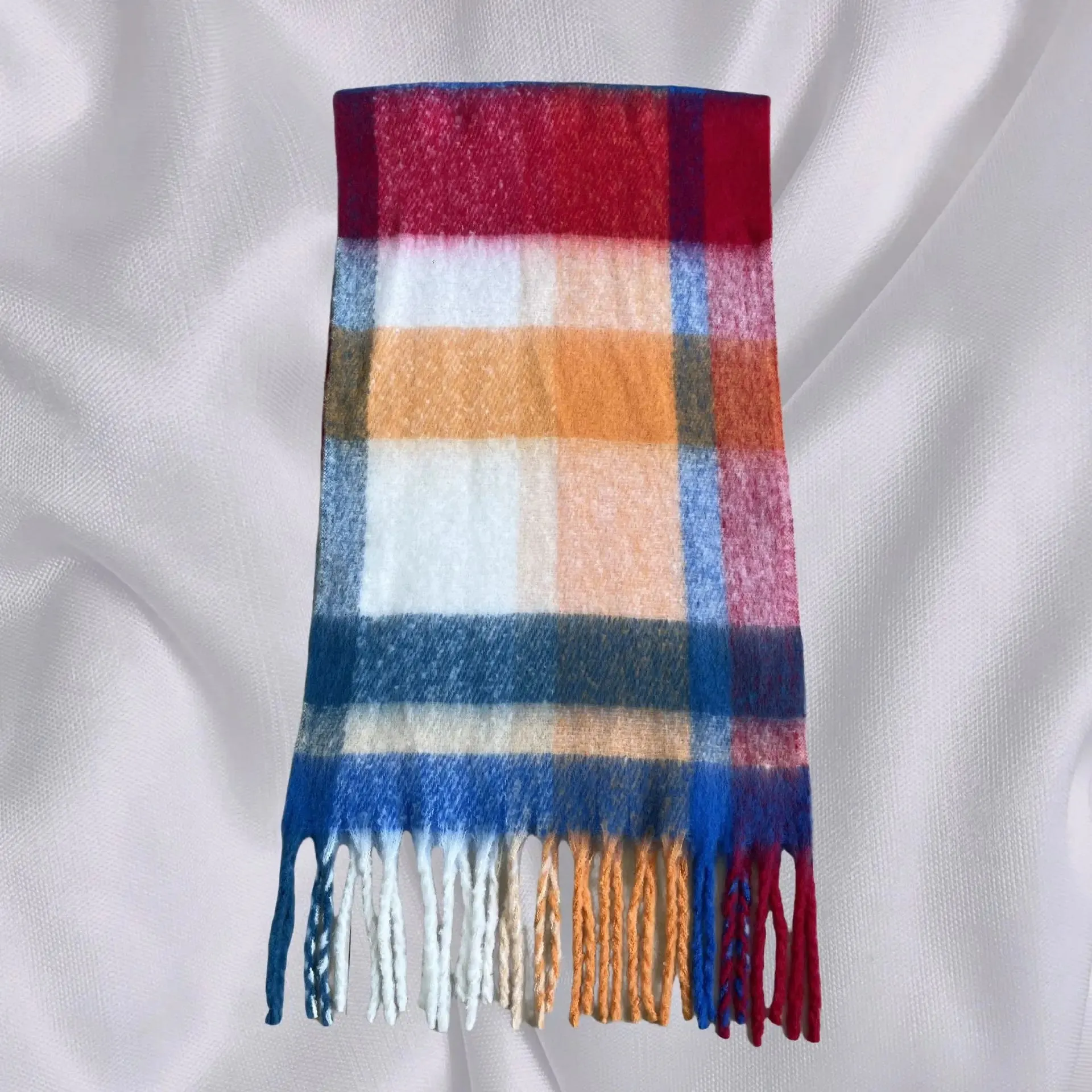 Long Shawl Thickened Warm Scarf Women Fashion Elegant Minimalist Plaid Scarf