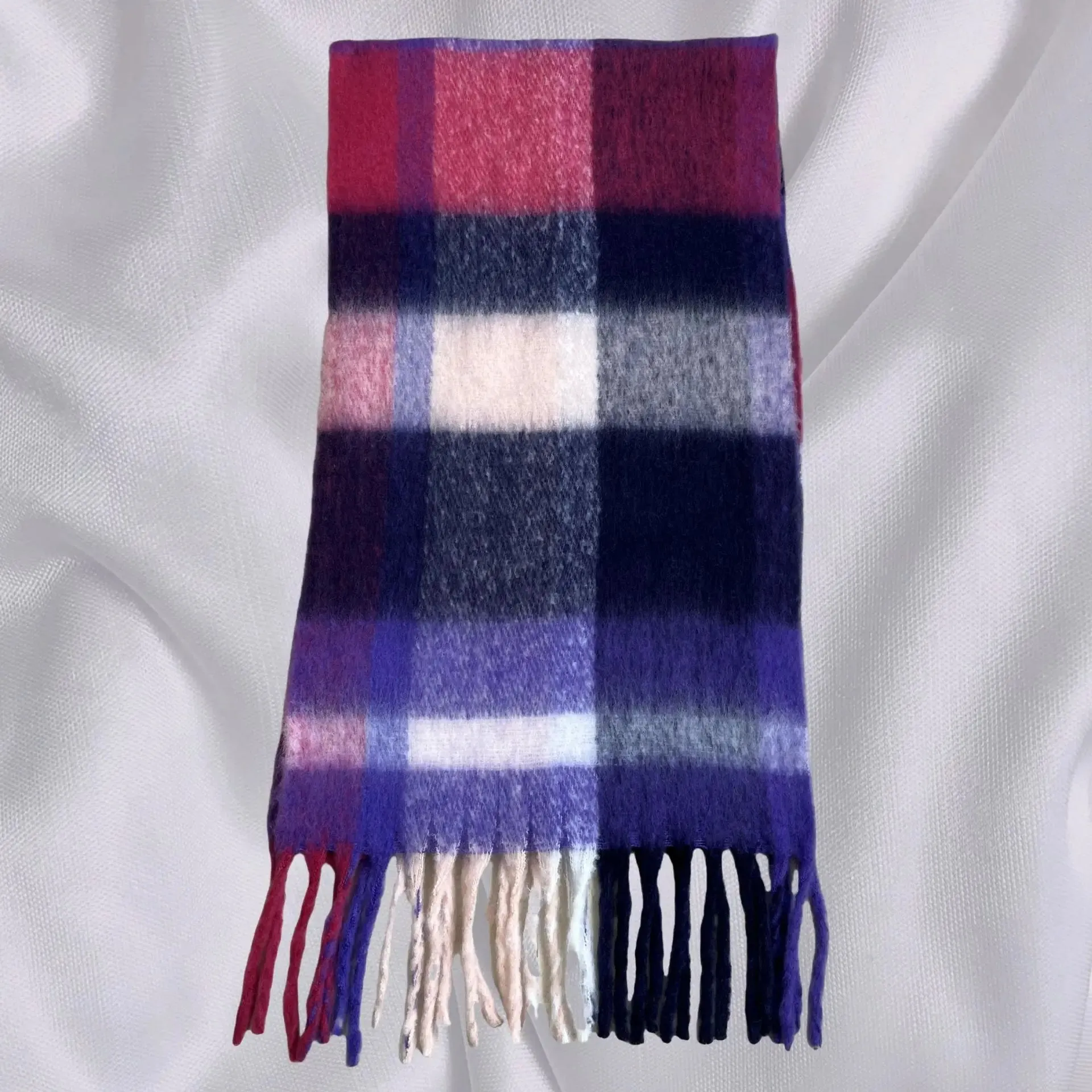 Long Shawl Thickened Warm Scarf Women Fashion Elegant Minimalist Plaid Scarf