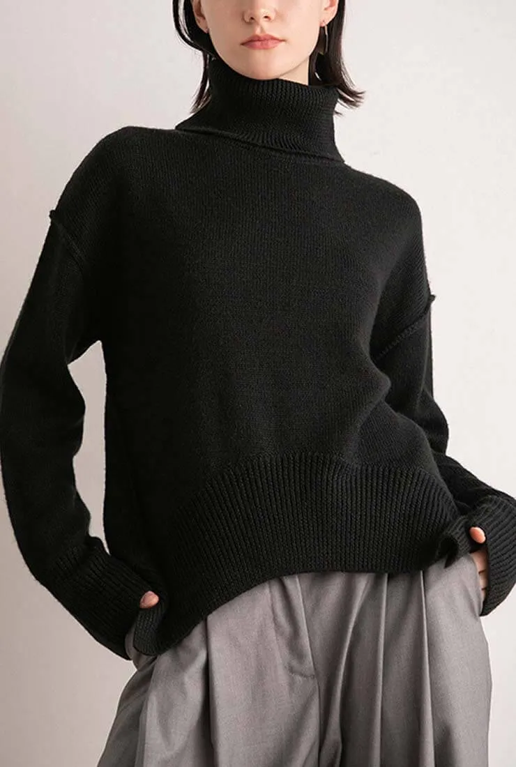 Loose Turtleneck Long Sleeve Sweater Pullover