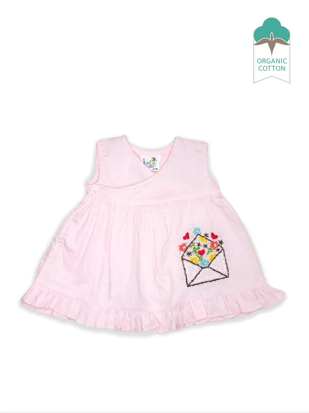 Love Letter - Organic Cotton Embroidered Girls Pink Jhabla / Dress