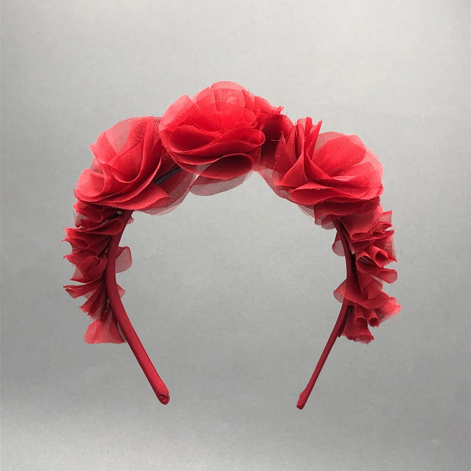 Luana: Red Organza Valentine's Flower Crown As Seen On Melissa Vale