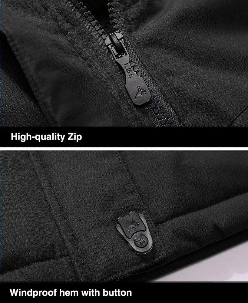 MAGCOMSEN Ski Jacket Men Warm Jacket Waterproof Jacket Winter Coats Military Jacket Tactical Jacket Winter Parka with Hood Raincoat Black US L=CN 3XL