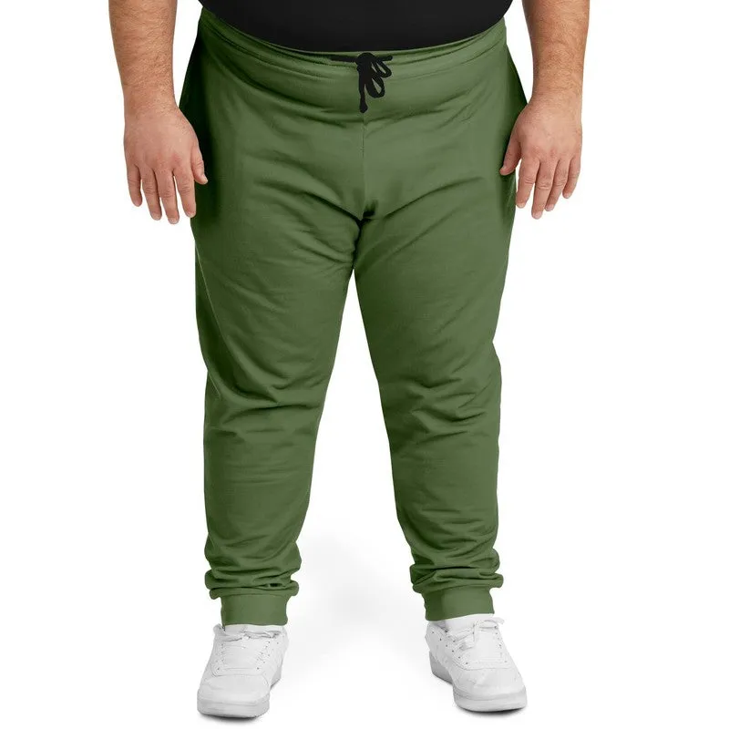 Medium Dark Warm Green Joggers | Unisex | with PLUS sizes | Medium Dark Pastel Warm Green | C30M0Y60K60