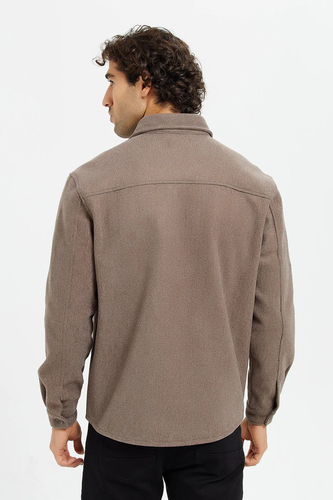 Men Brown Melton Jacket