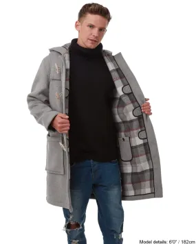 Men's Classic Fit Duffle Coat with Wooden Toggles - Pearl Grey