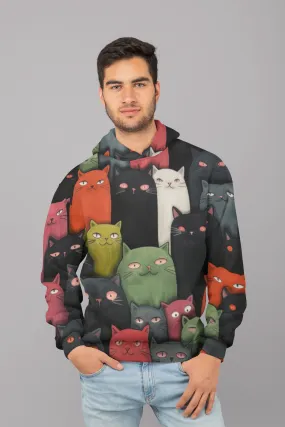 Men's Custom Hoodie POD Full Print Design CATS (Front & Back)