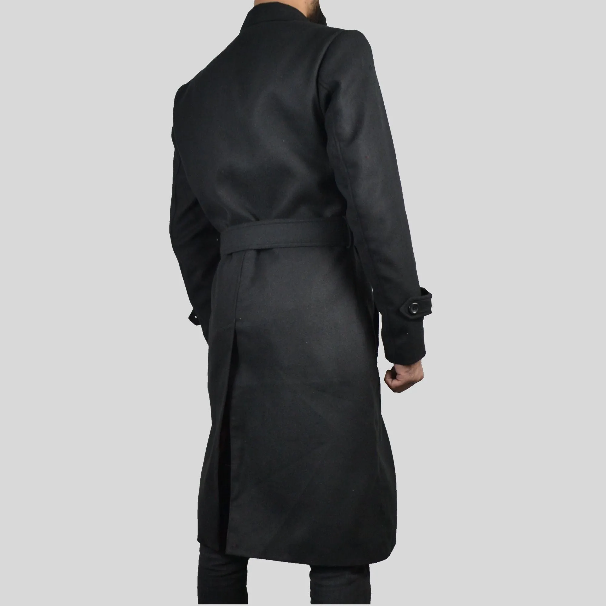 Mens Double Breasted Classic Wool Long Coat