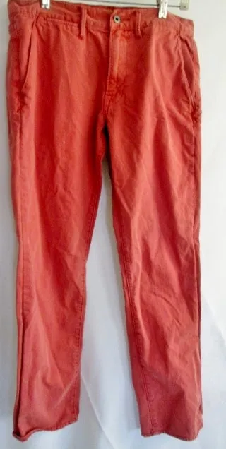 Mens LUCKY BRAND 121 HERITAGE SLIM JEANS PANTS SALMON RED 33 X 32 Handcrafted Dungarees BOHO