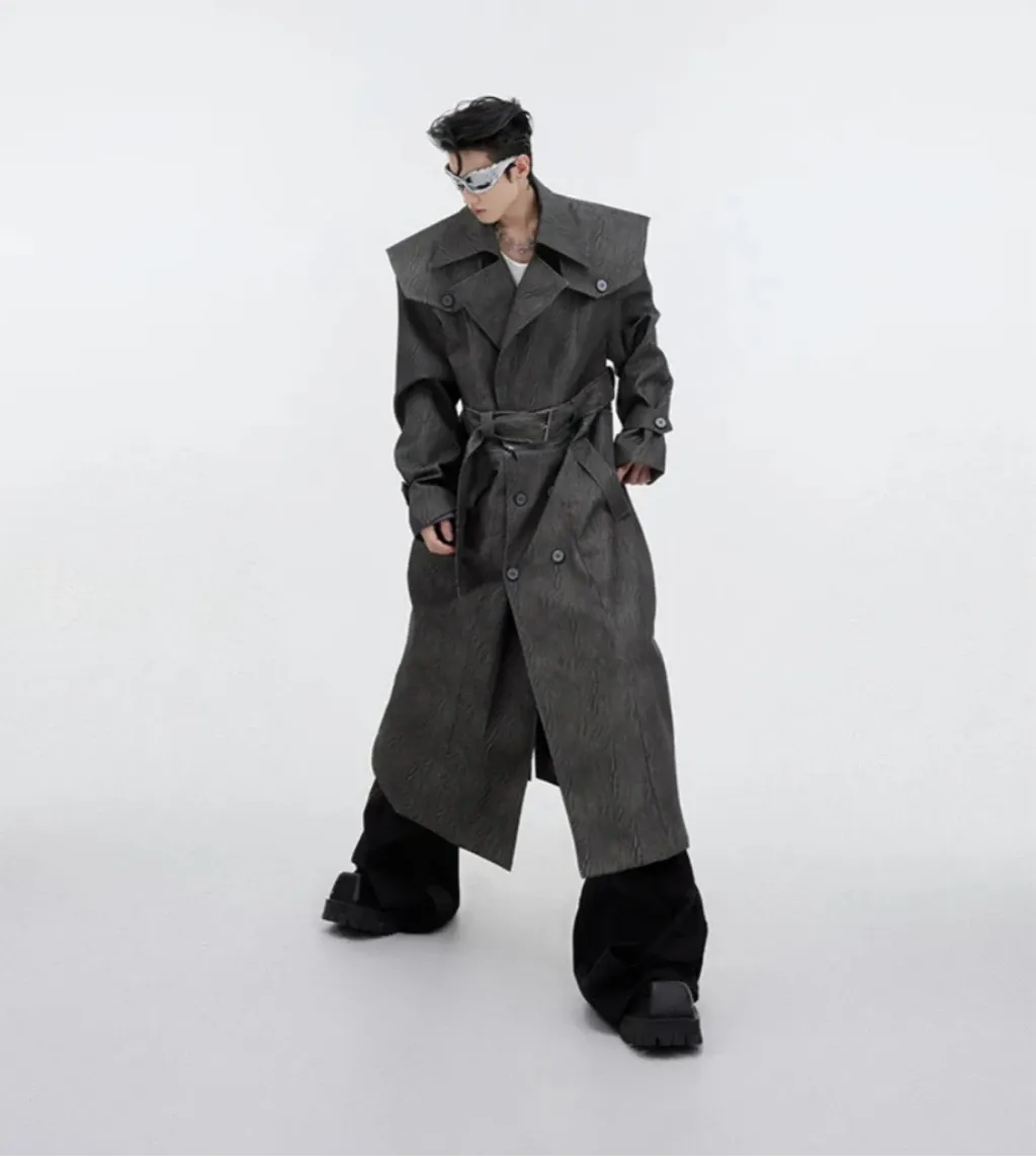 Men's Luxury Faux Leather Convertible Overcoat