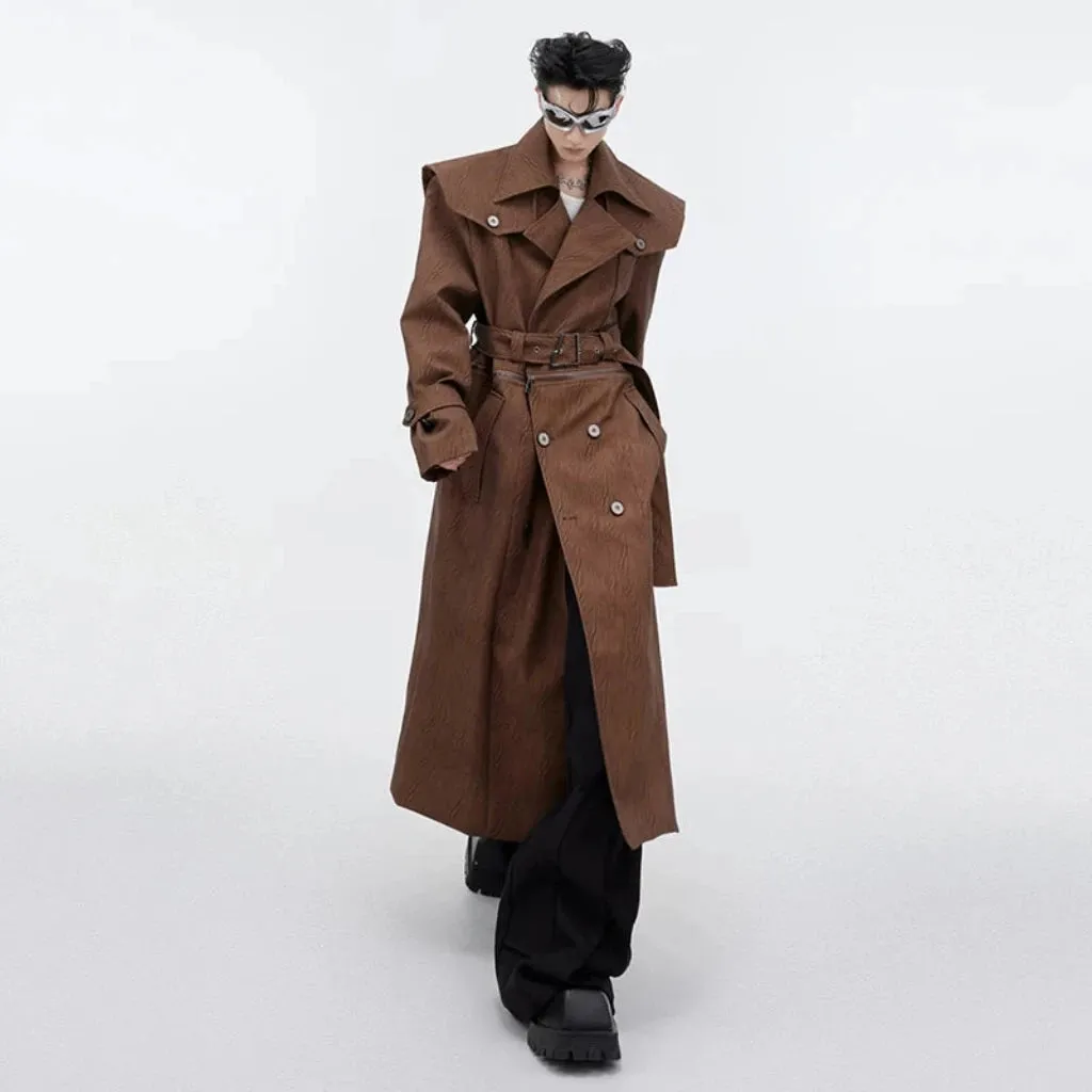 Men's Luxury Faux Leather Convertible Overcoat