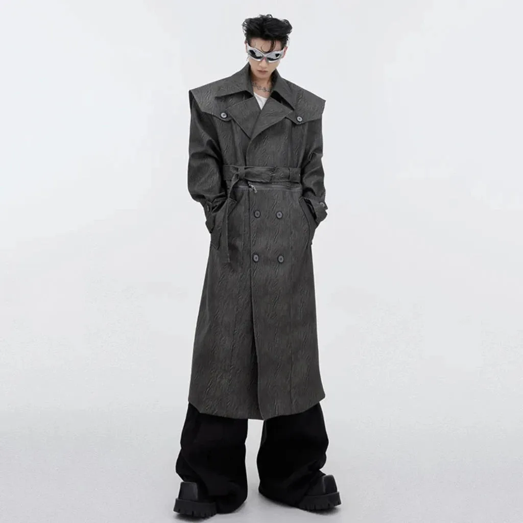 Men's Luxury Faux Leather Convertible Overcoat