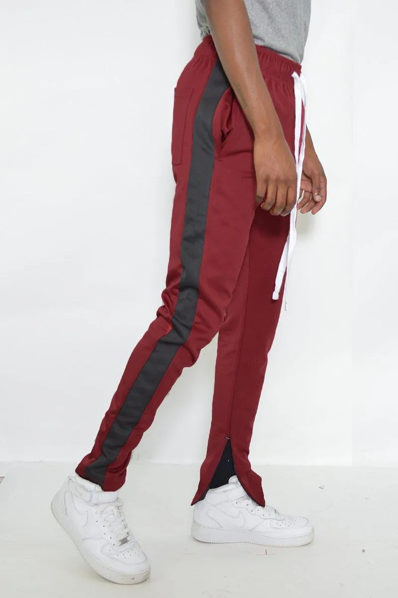 Mens Red Black Classic Slim Fit Jogger Pants