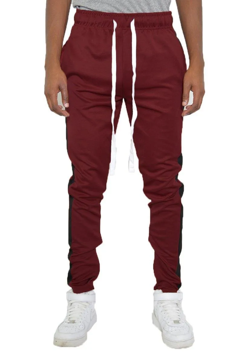 Mens Red Black Classic Slim Fit Jogger Pants