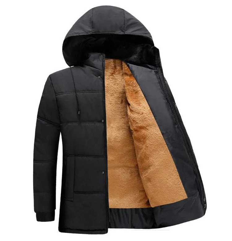 Men's Winter Warm Windproof Multi-Pocket Down Coat With Fur Lining