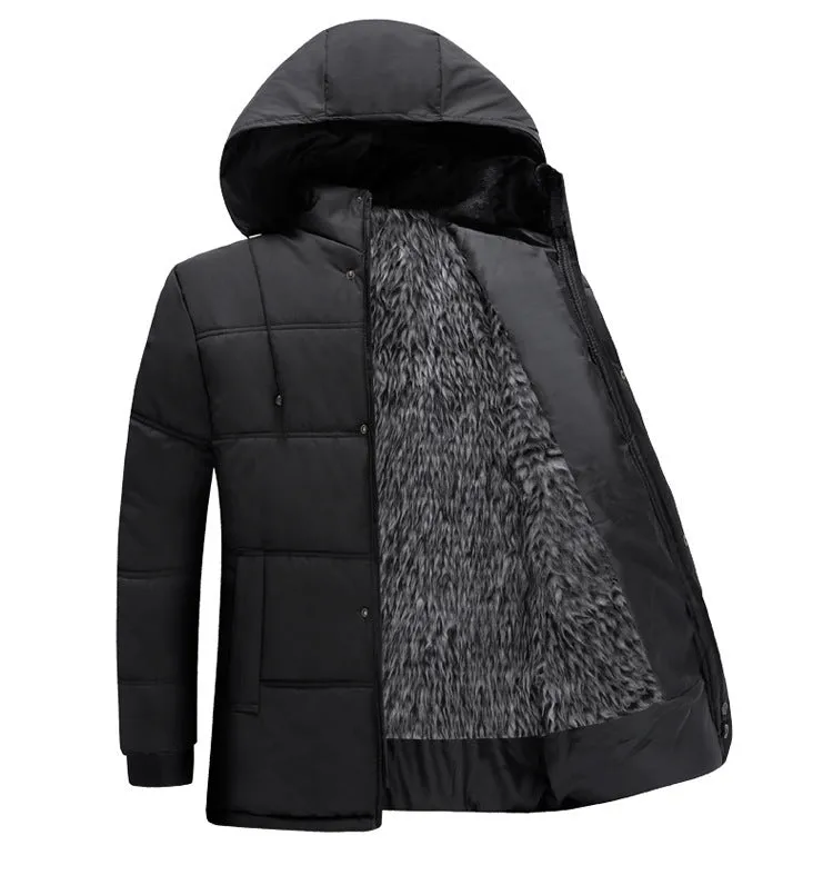 Men's Winter Warm Windproof Multi-Pocket Down Coat With Fur Lining