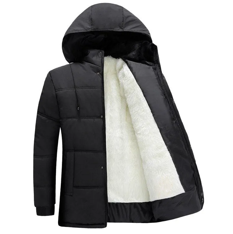 Men's Winter Warm Windproof Multi-Pocket Down Coat With Fur Lining