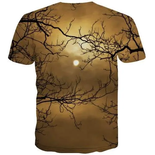 Moon T shirts Men Tree T shirts Funny Halloween T-shirts 3d Cloud T-shirts Graphic Funny Tshirts Novelty Short Sleeve Hip hop