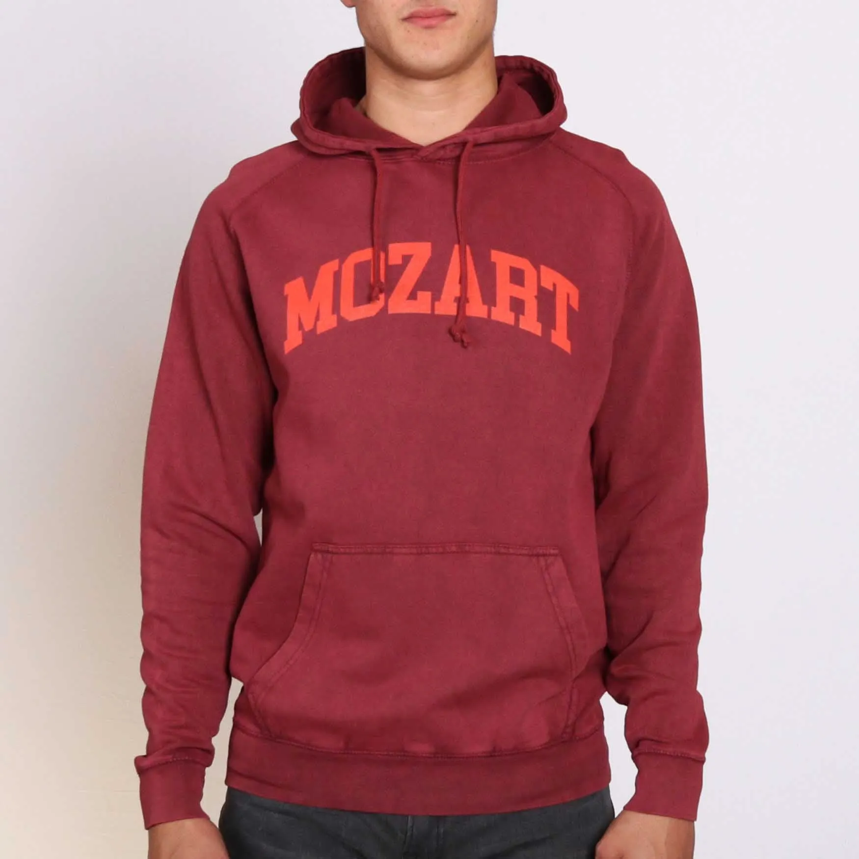 Mozart Garment Dyed Purple Rust Vintage Style Relaxed Fit Mens Hoodie