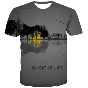 Music T shirts Men Instrument Shirt Print Retro Tshirts Novelty Electronic T shirts Funny