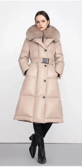 Natural Real Fur Collar Winter Down Coat