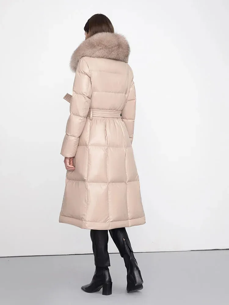 Natural Real Fur Collar Winter Down Coat