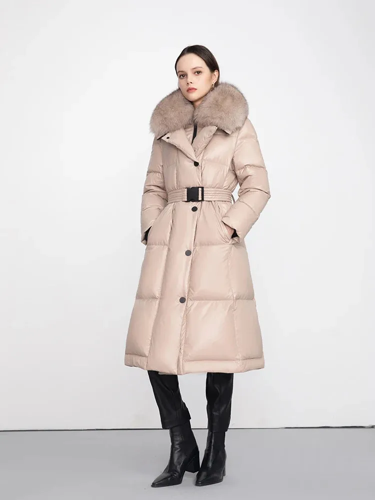 Natural Real Fur Collar Winter Down Coat