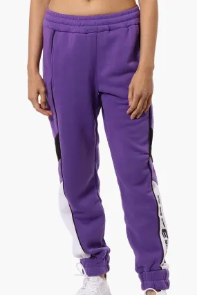 New Look Race Side Print Fleece Joggers - Purple