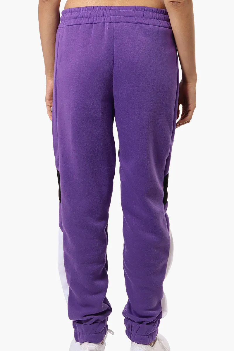 New Look Race Side Print Fleece Joggers - Purple